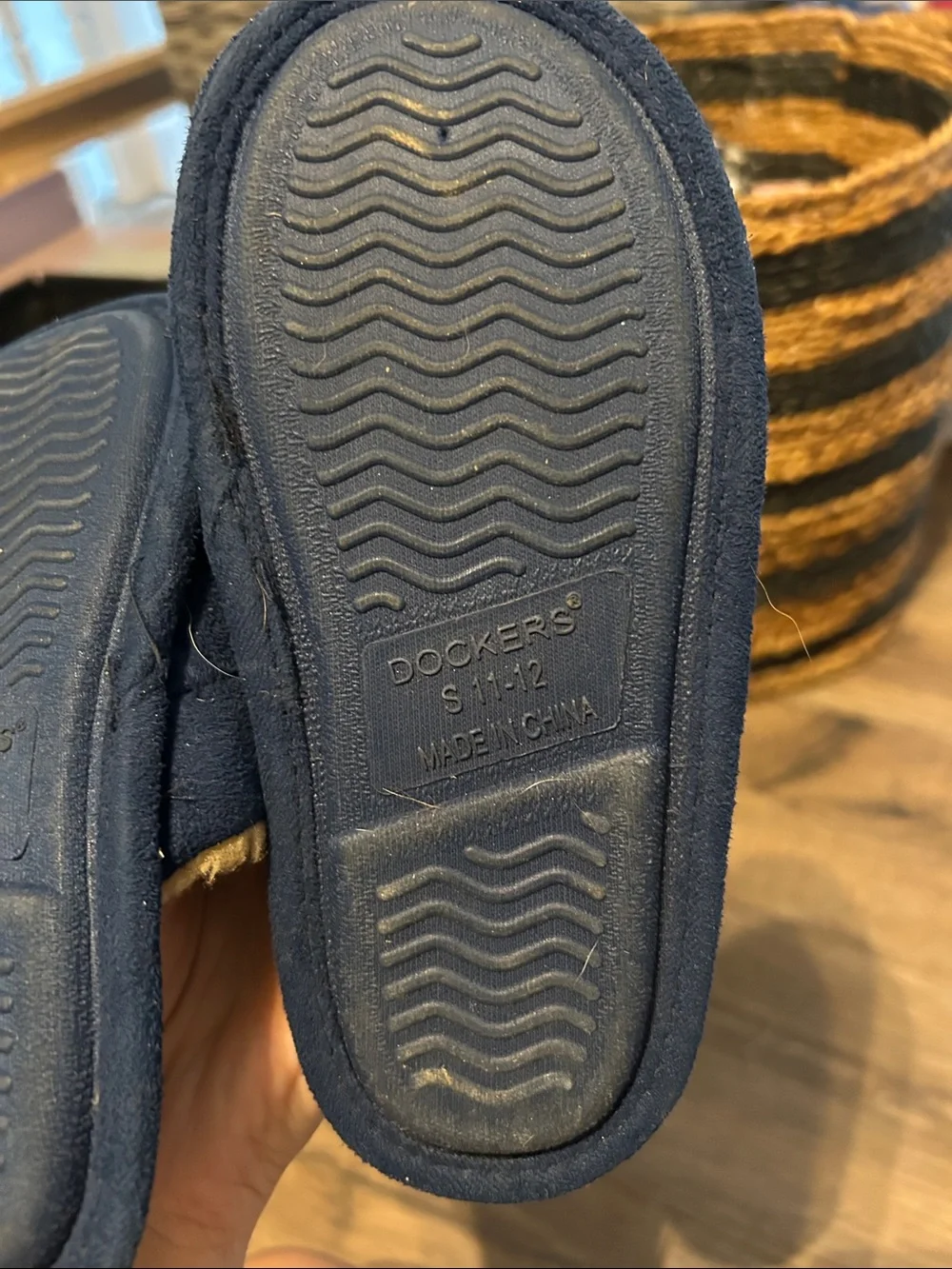 Kids Dockers Navy Slip-On Fleece-Lined House Slippers